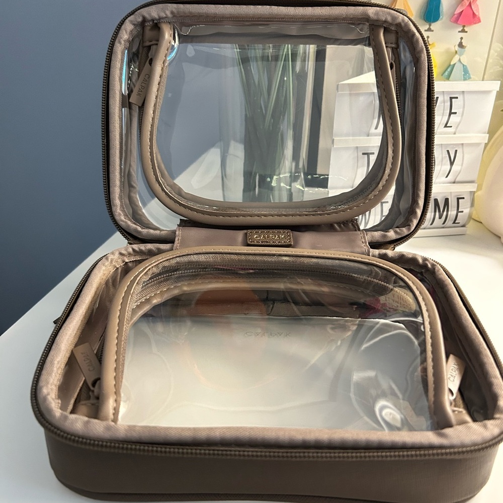 Calpak Double Zip Clear Travel Toiletry Bag